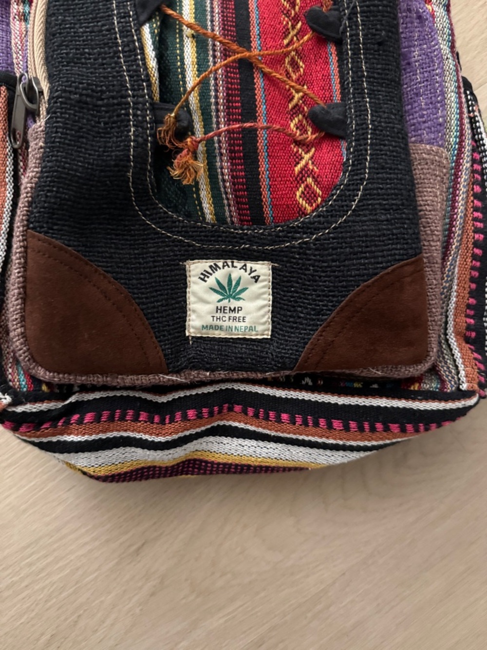 Himalya Hemp Multi‑Color Ethnic Pattern Women’s Backpack - Picture 4 of 11